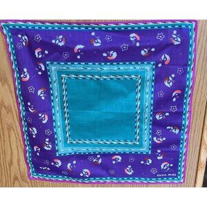 Vintage Hanae Mori Scarf Multicolored Abstract Pattern Squares And Flowers